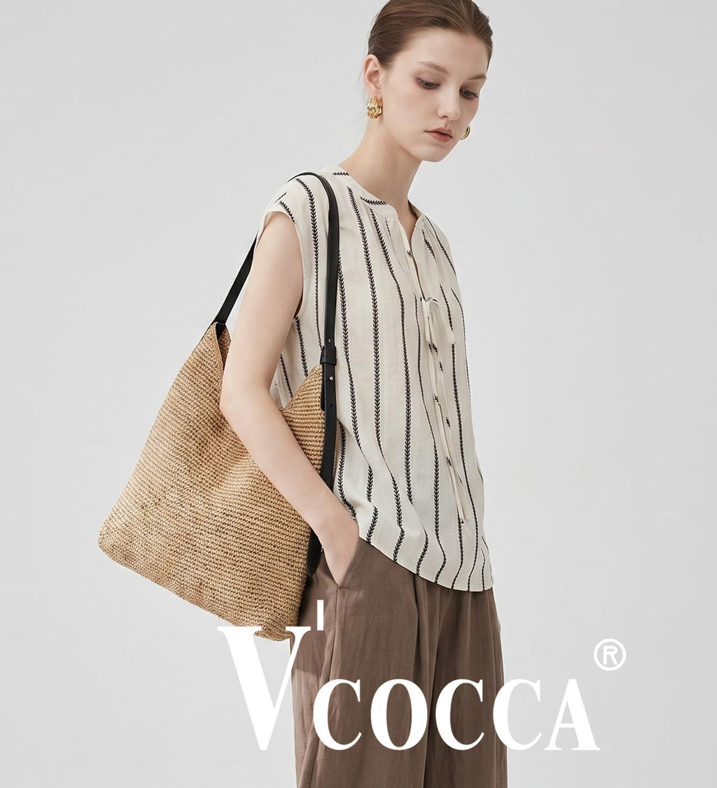 V’COCCA E262060 复古条纹系带棉感无袖上衣 不挑身材的隨性慵懶