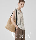 V’COCCA E262060 复古条纹系带棉感无袖上衣 不挑身材的隨性慵懶