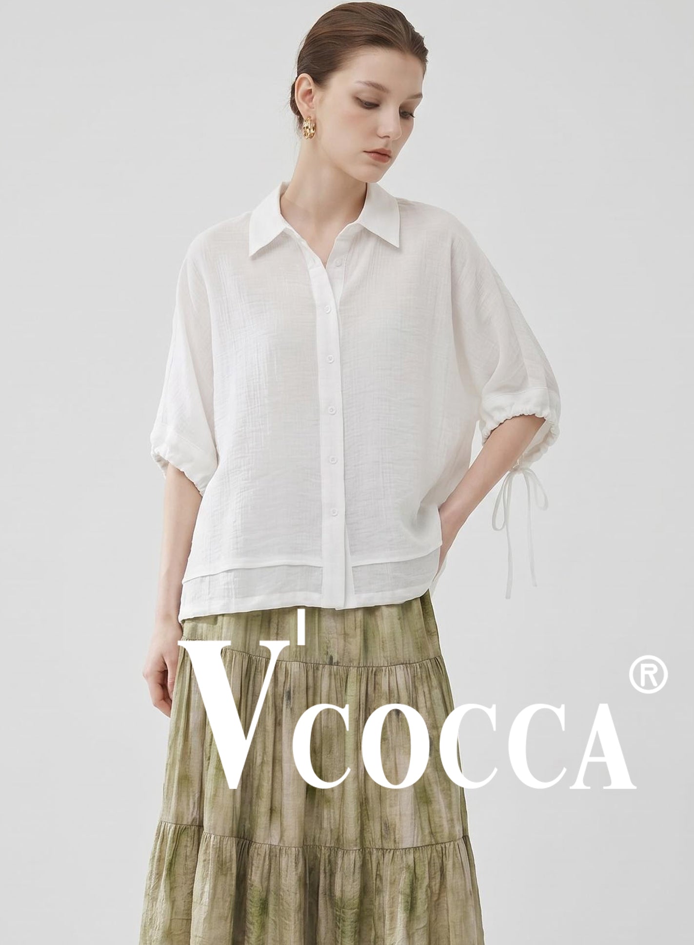 V'COCCA E262096肌理感抽繩襯衫 | 鬆弛感通勤百搭款